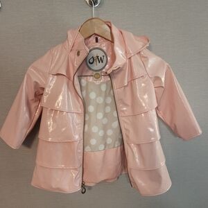 Oil & Water Girls Rain Jacket Coat Pink Pleather 2 3